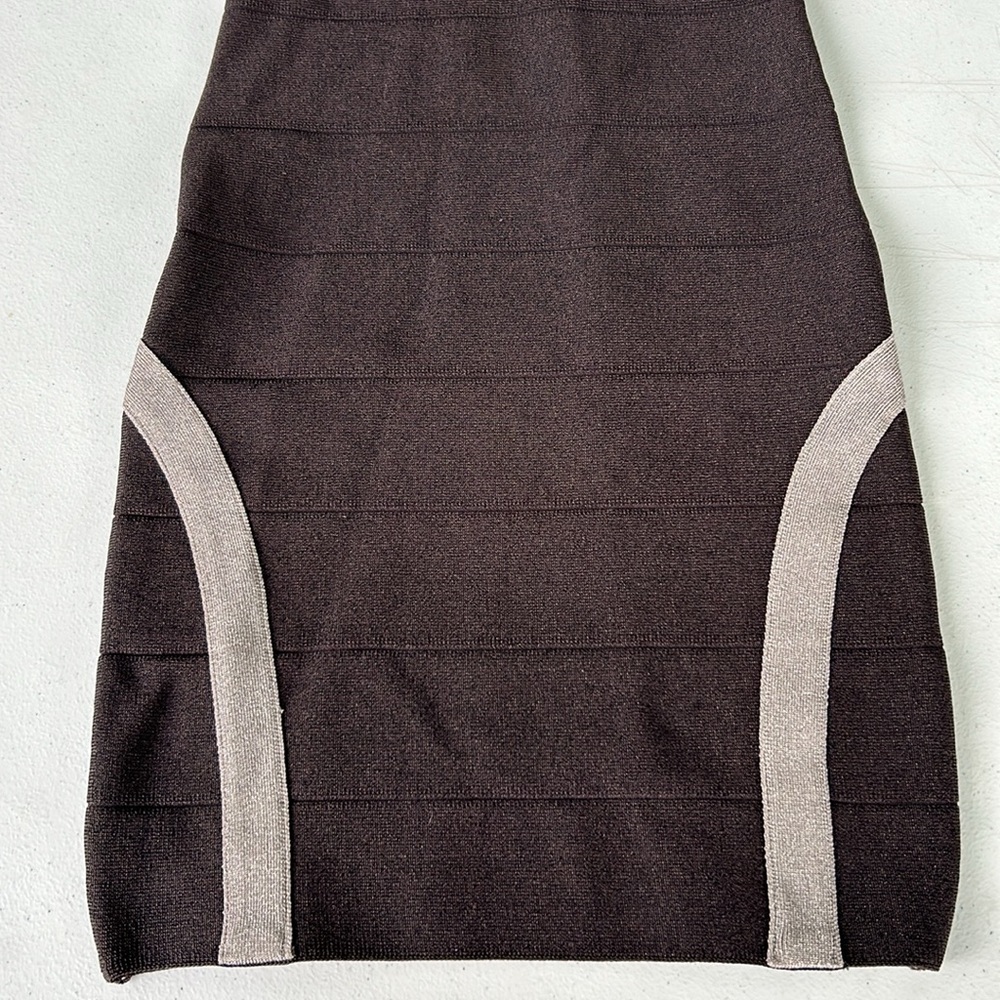 Bebe Black & Silver Metallic Bandage Dress | Size XS - Picture 5 of 5